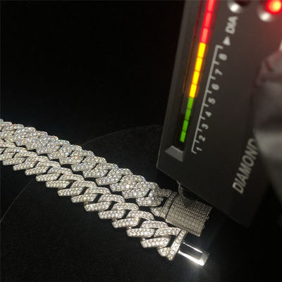Custom S925 Silver Moissanite Cuban Link Chain Miami Bracelet Iced Out Jewelry